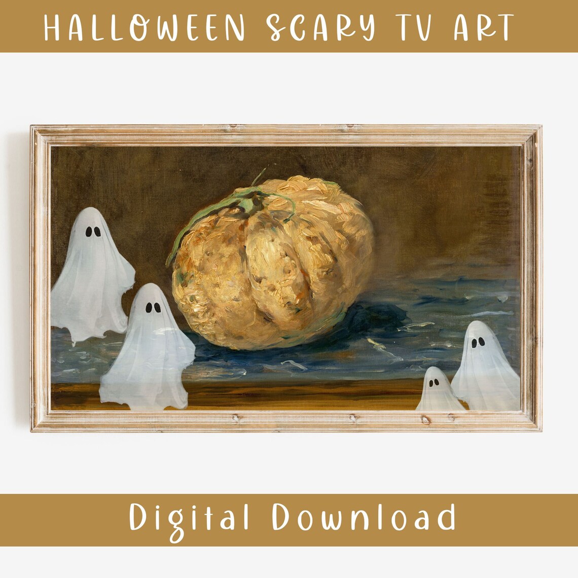 Halloween Scary Vintage Pumpkin Still Life Ghosts Frame TV Art Print - Image 2