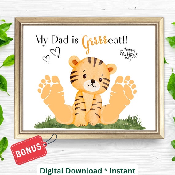 Fathers Day Tiger Handprint Craft Art Print