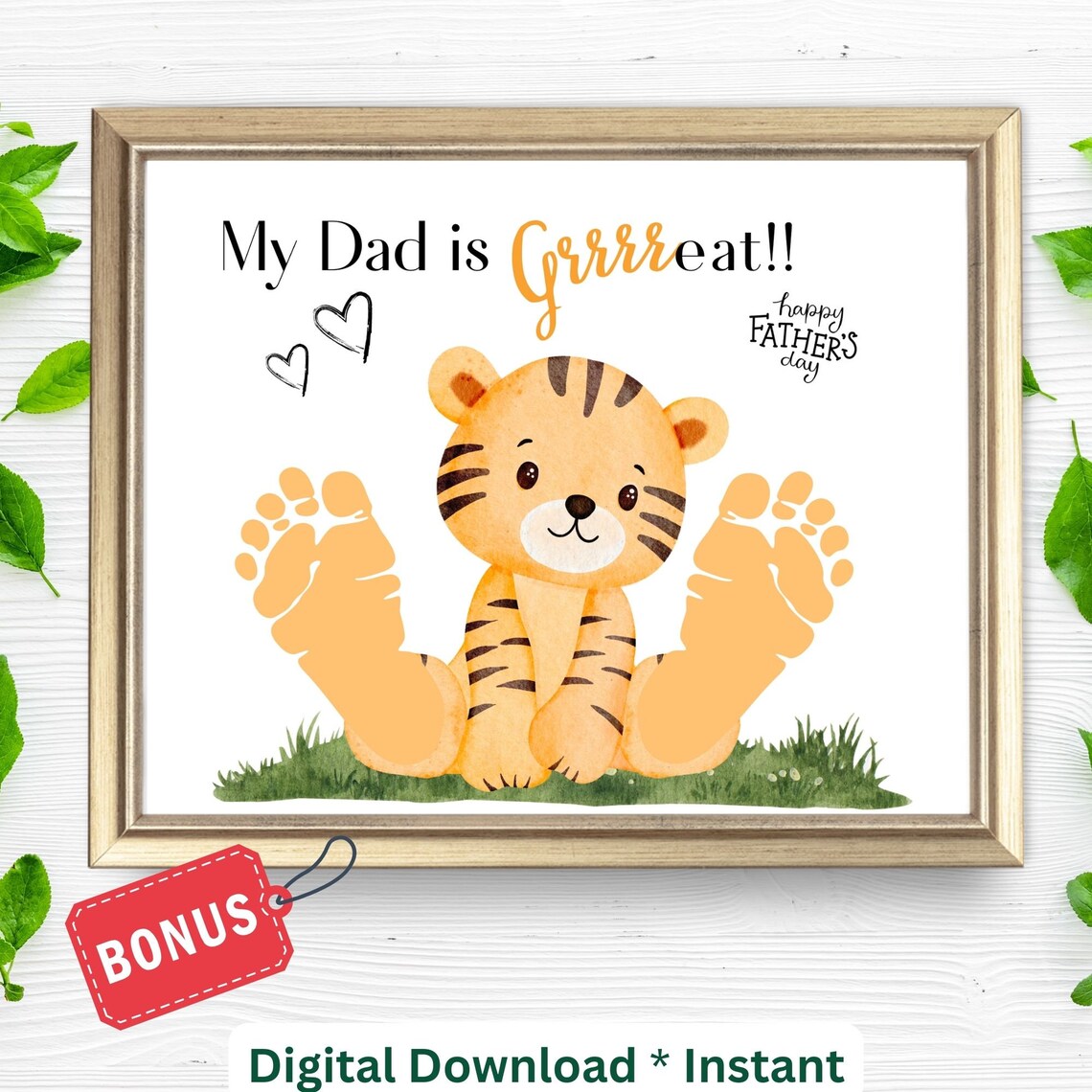 Fathers Day Tiger Handprint Craft Art Print