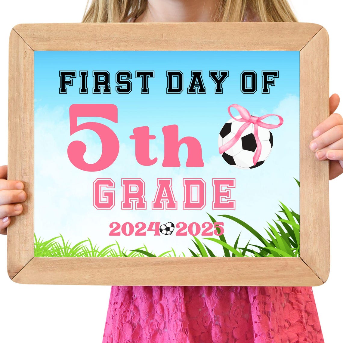 First Day Of School Sign First Day Of 5th Grade Soccer Sports Sign For Girls Back To School Photo Prop Fifth Grade Diy - Image 2