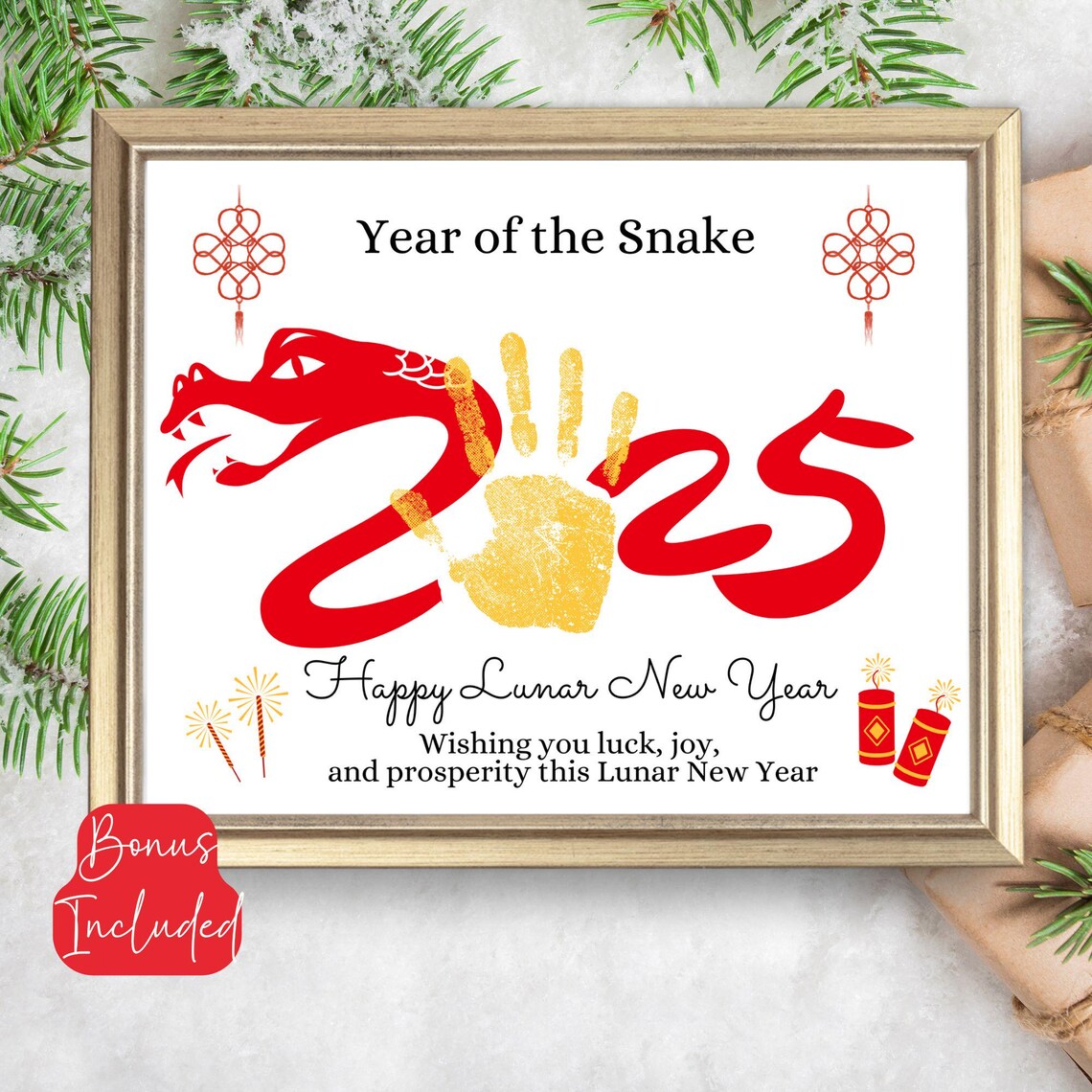 Chinese New Year Handprint Art, Lunar New Year Poem