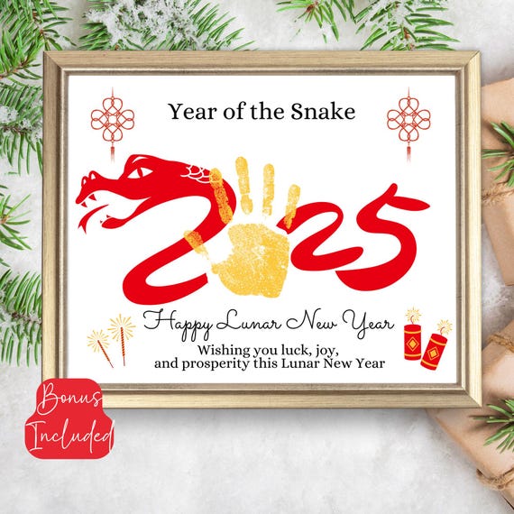 Chinese New Year Handprint Art, Lunar New Year Poem