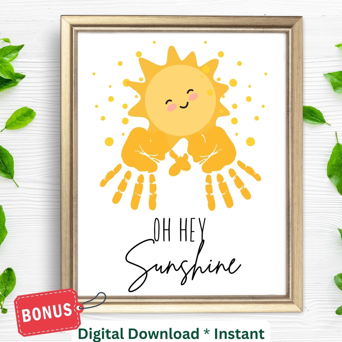 Oh Hey Sunshine Smiling Sun Handprint Craft Keepsake Gift Poster