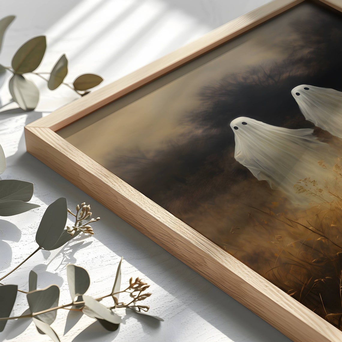 Ghost Couple Golden Field Dusk Romantic Halloween Night Poster - Image 2