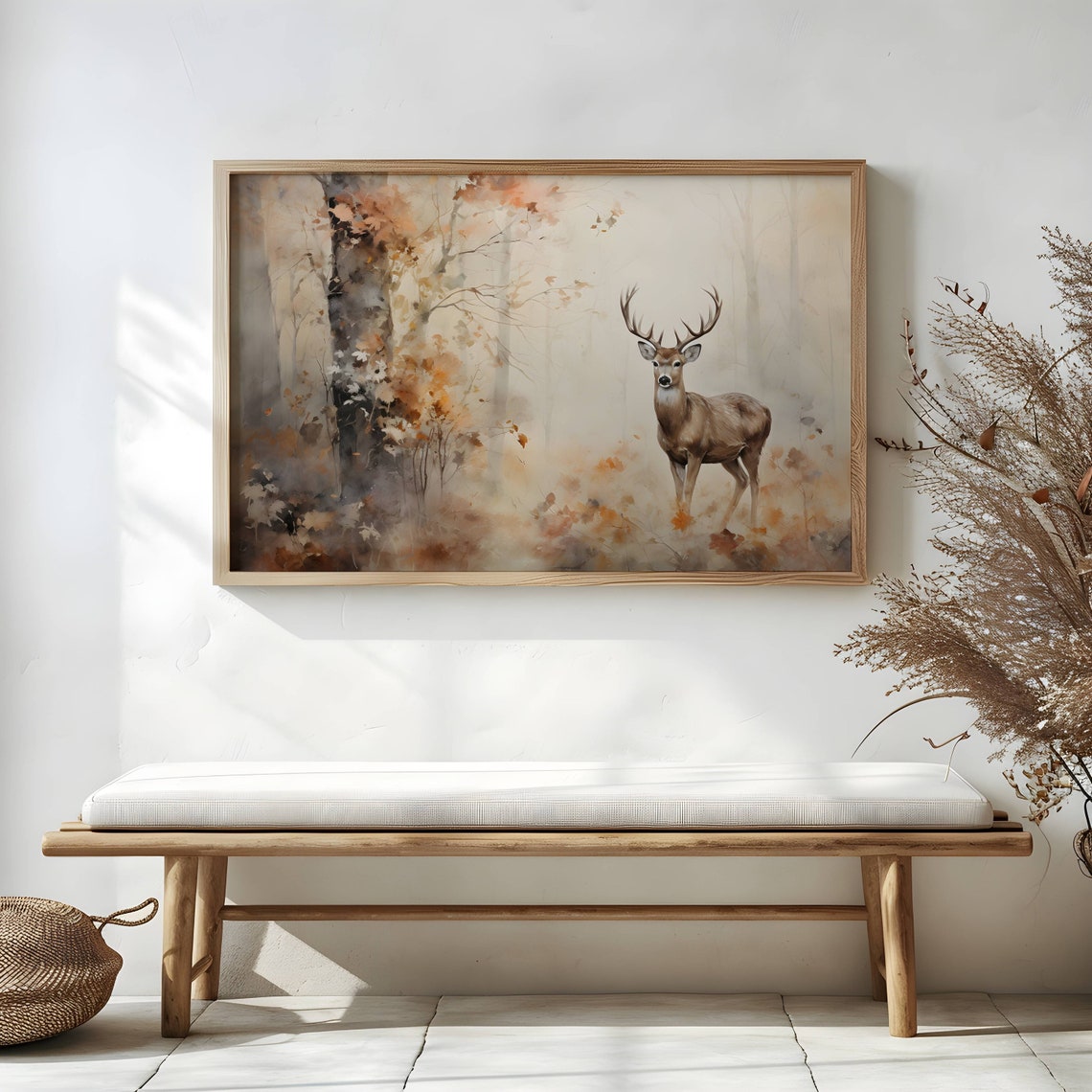 Majestic Stag in a Misty Autumn Forest Wildlife Painting Poster - Image 3
