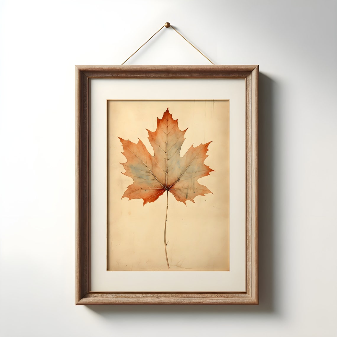 Single Autumn Maple Leaf Watercolor Botanical Minimalist Poster - Image 2