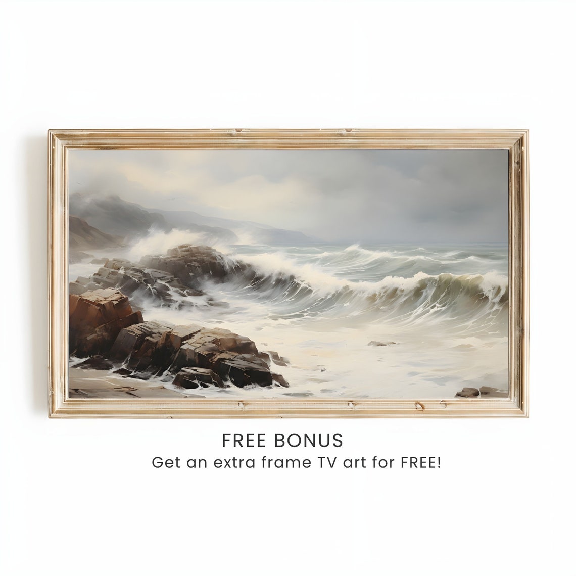 Stormy Ocean Waves Crashing on Rocks Dramatic Seascape Poster - Image 2