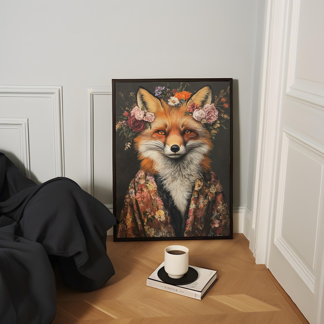 Fashionista Fox Art Print, Maximalist Eclectic Floral - Image 3