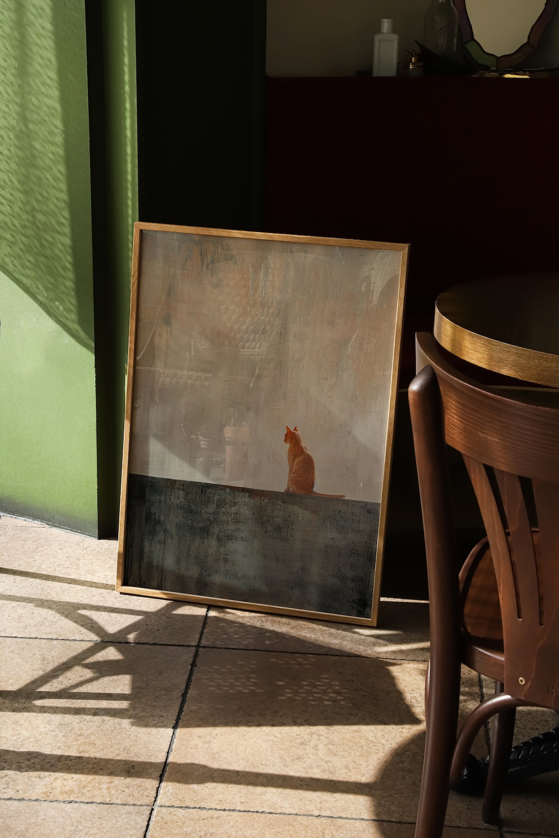 Minimalist Abstract Cat Art Print, Vintage Retro Style - Image 3
