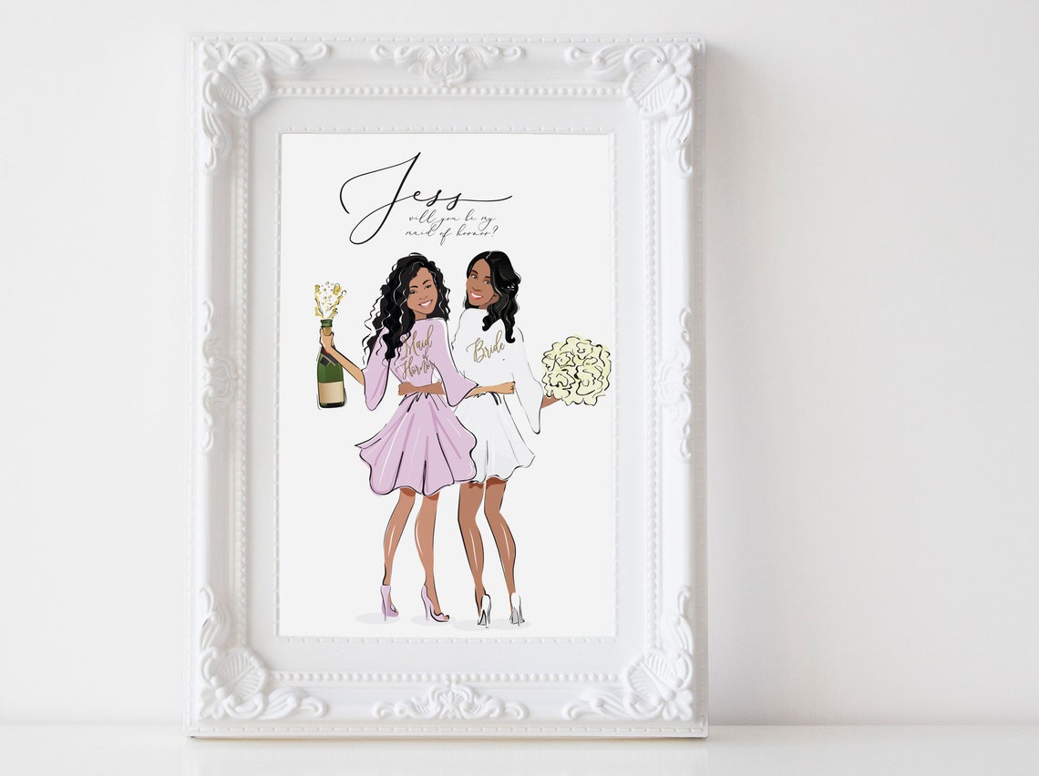 Jess Will You Be My Maid of Honor Bridesmaid Proposal Wall Art - Image 2