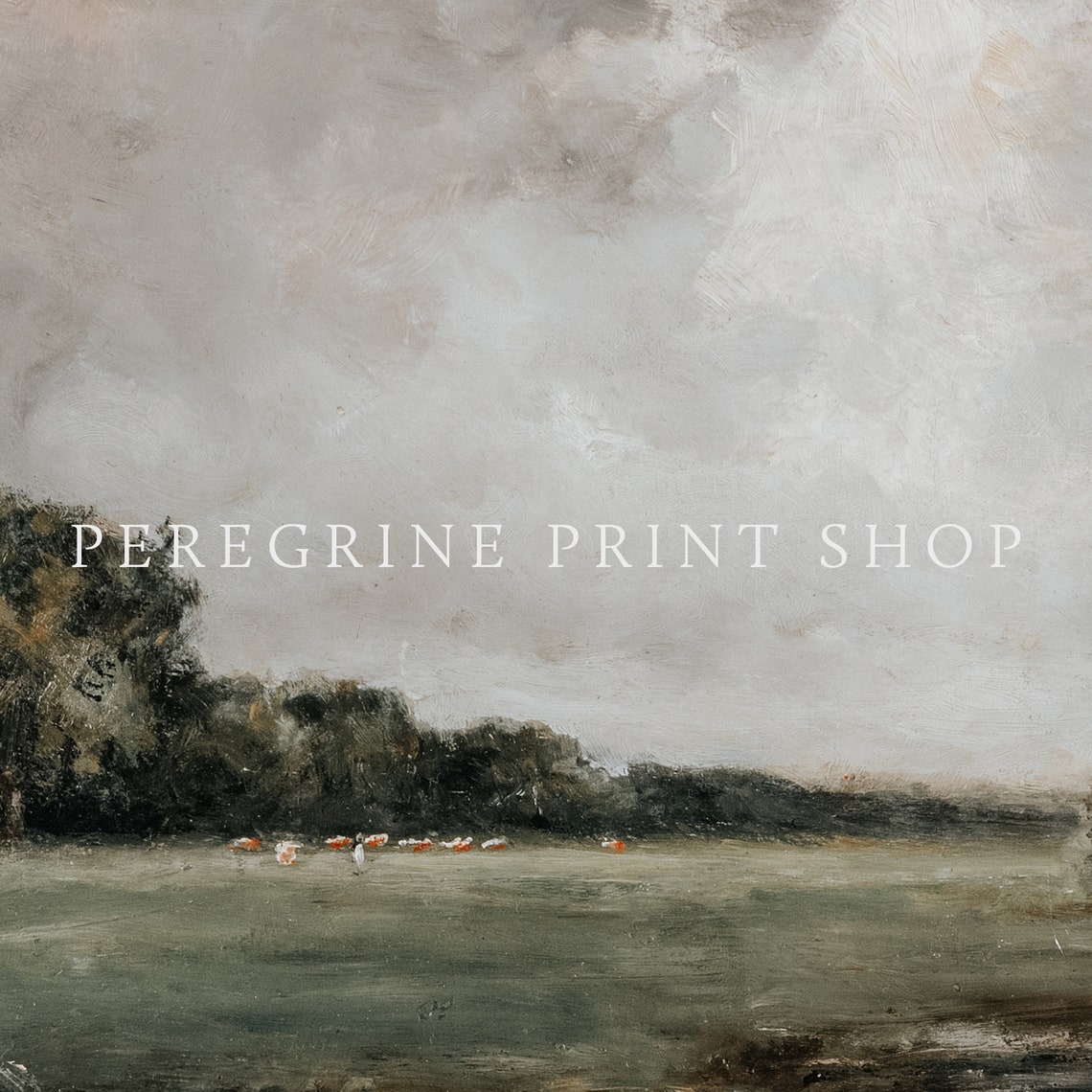 Stormy Pasture Moody Wall Art French Country Wall Art Countryside Oil Painting Vintage Landscape Painting L271 - Image 2