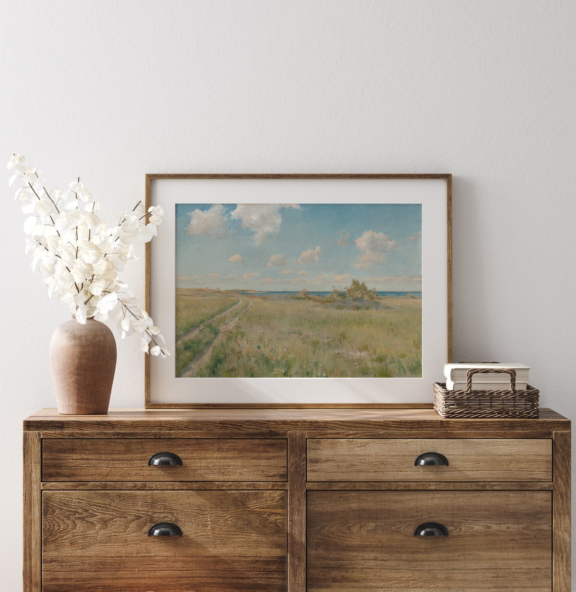 Coastal Meadow Path To Lake Vintage Summer Landscape Painting Poster - Image 3