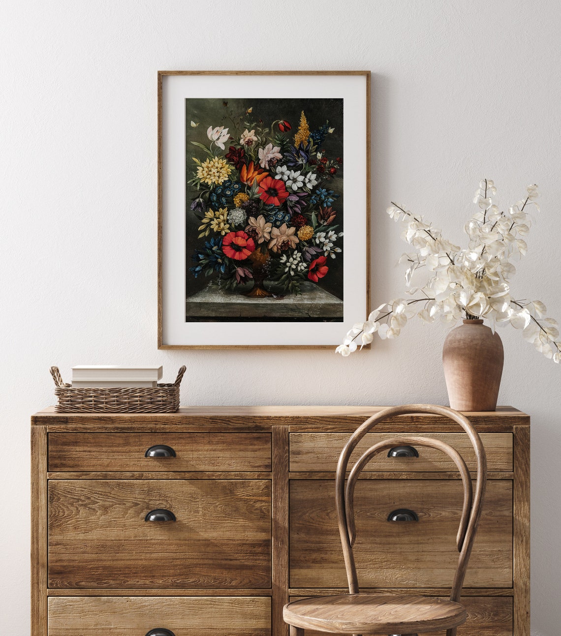 Dark Moody Floral Still Life Bouquet Vintage Dutch Master Art Poster - Image 3