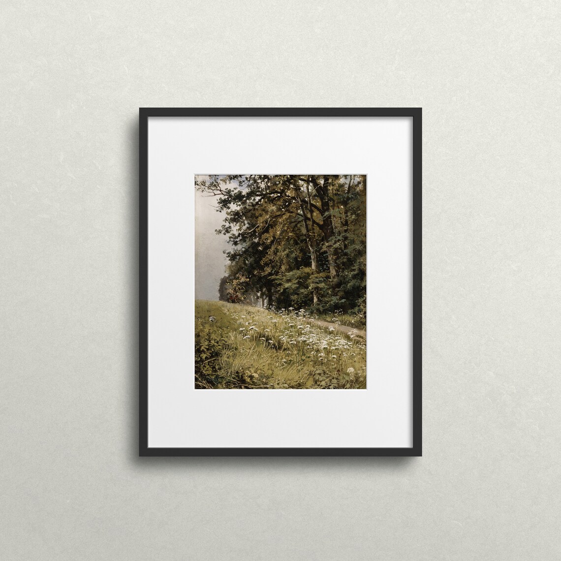 Green Forest Trees Moody Autumn Painting Art Print - Image 2