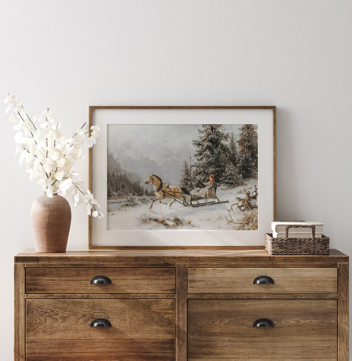 Christmas Sleigh Ride Vintage Winter Landscape Print - Image 3