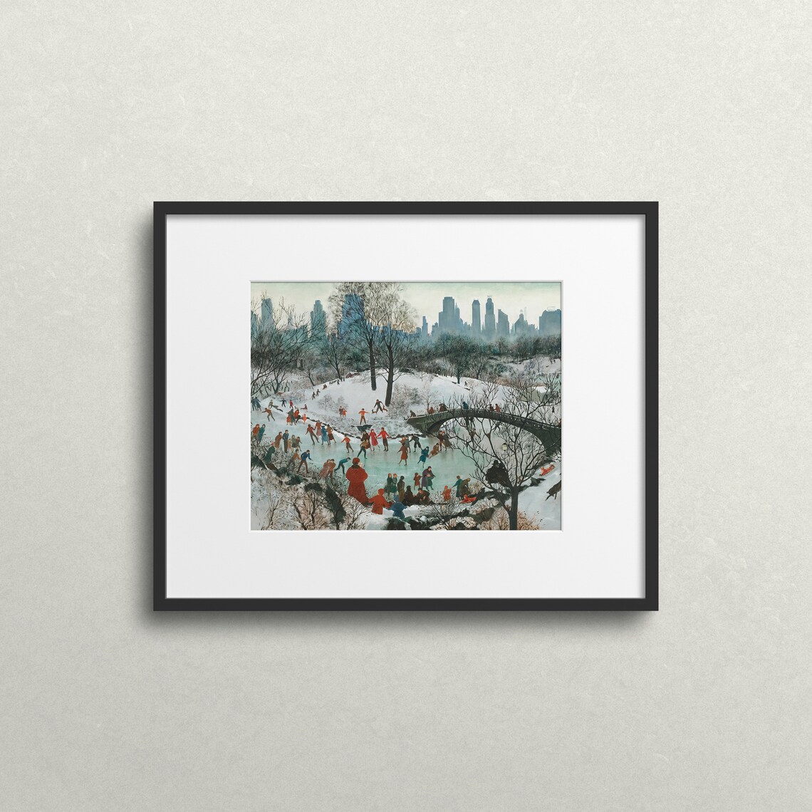 Christmas Eve Ice Skating Vintage Landscape Art Print - Image 2