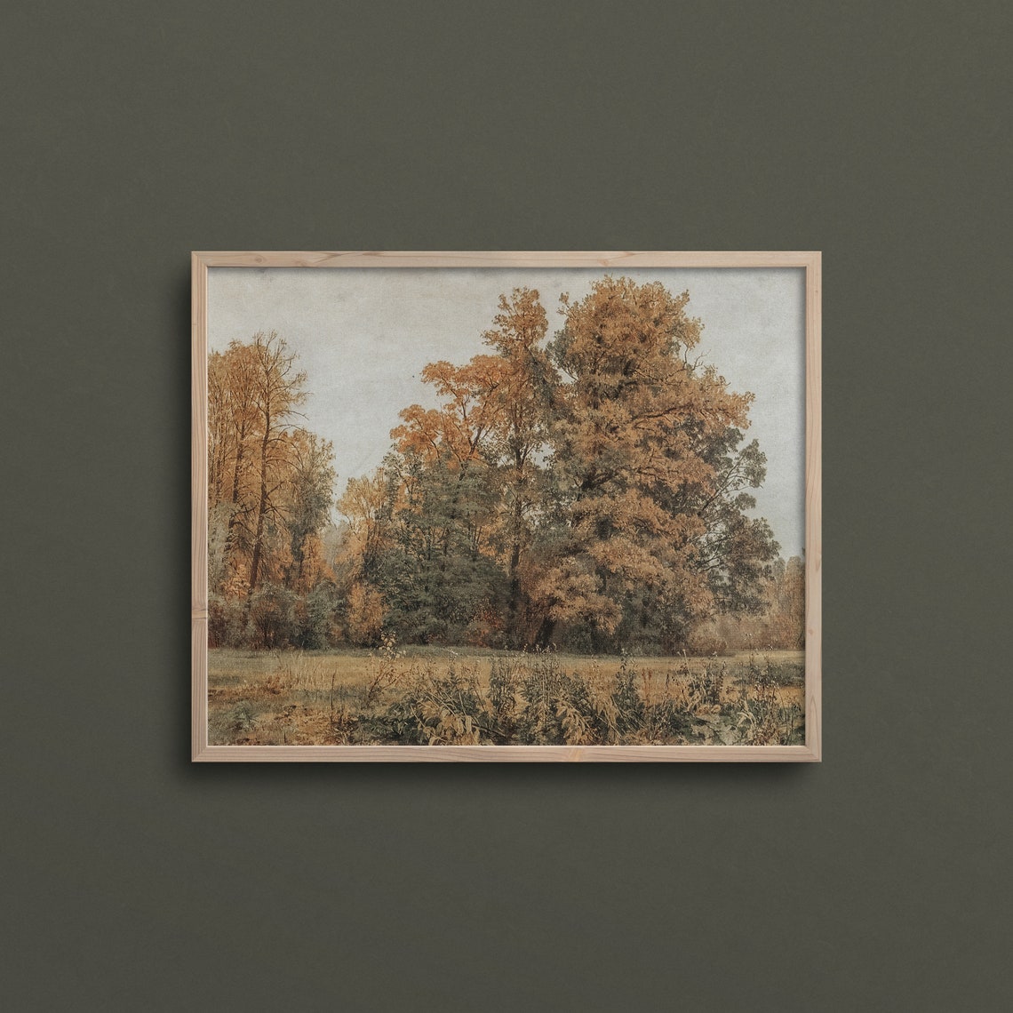 Autumn Trees Golden Canopy Meadow Vintage Fall Forest Art Print - Image 3