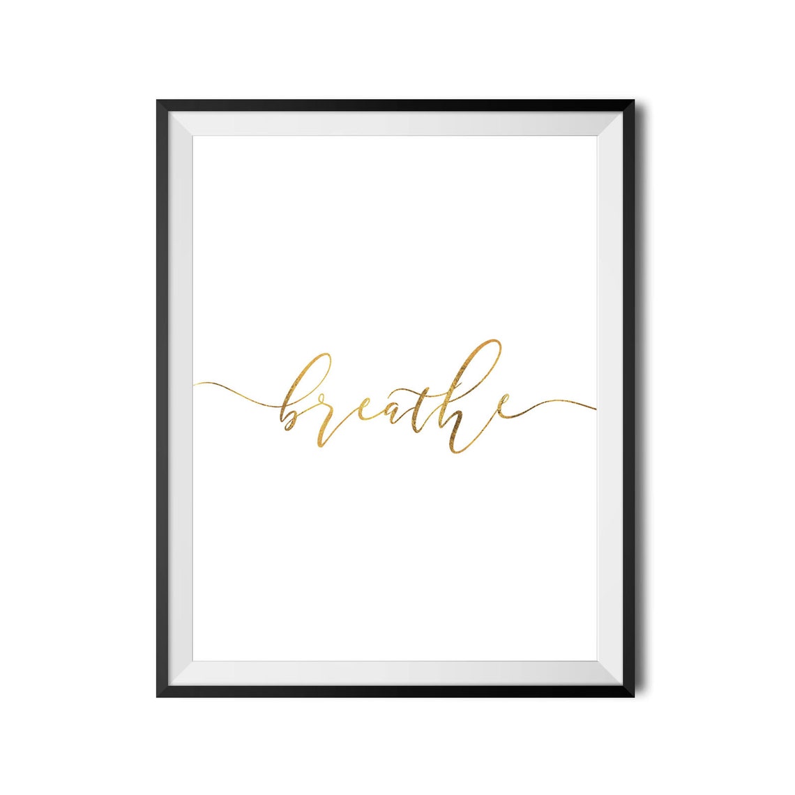 Breathe Gold Script Mindfulness Yoga Meditation Calm Wall Poster - Image 3
