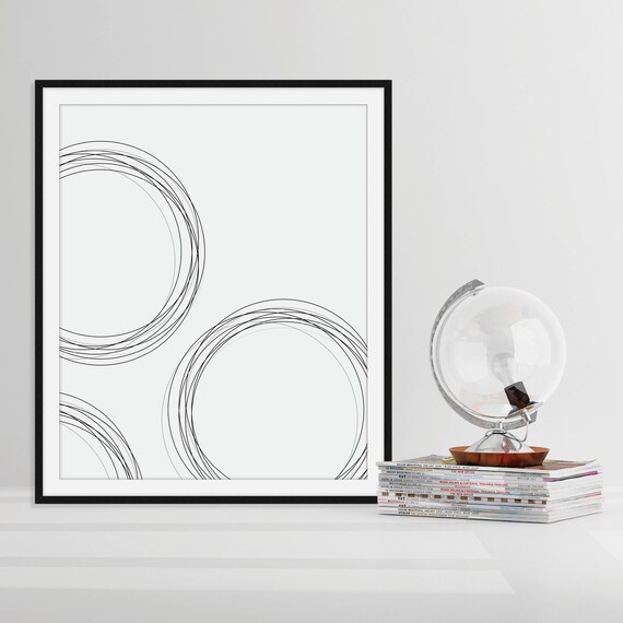 Abstract Wall Art Modern Art Minimalist Art Scandinavian Print Black And White Art Circles Abstract Print