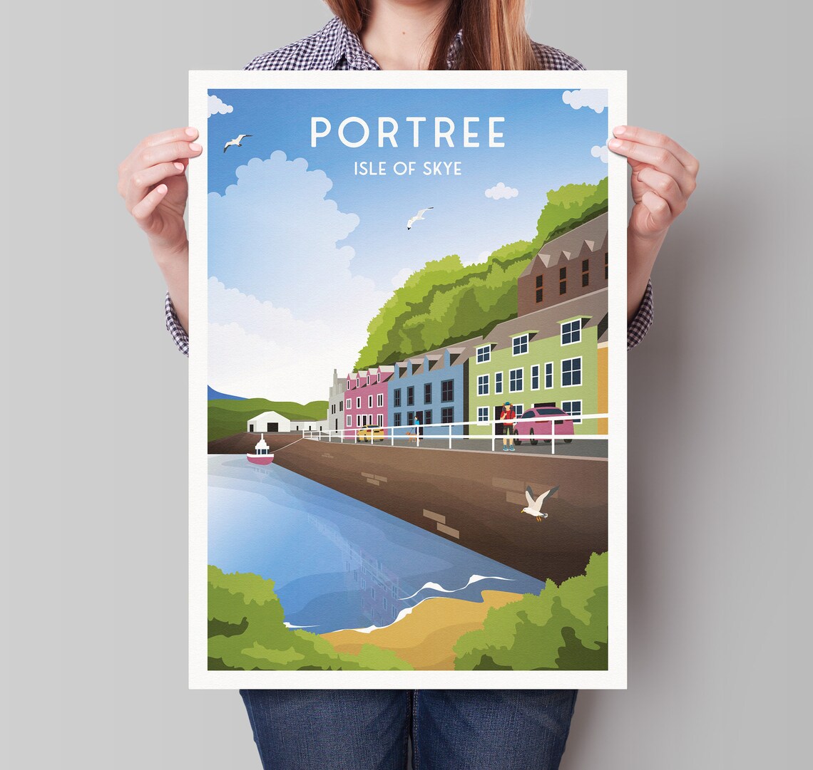 Portree Travel Poster, Isle Of Skye Art Print