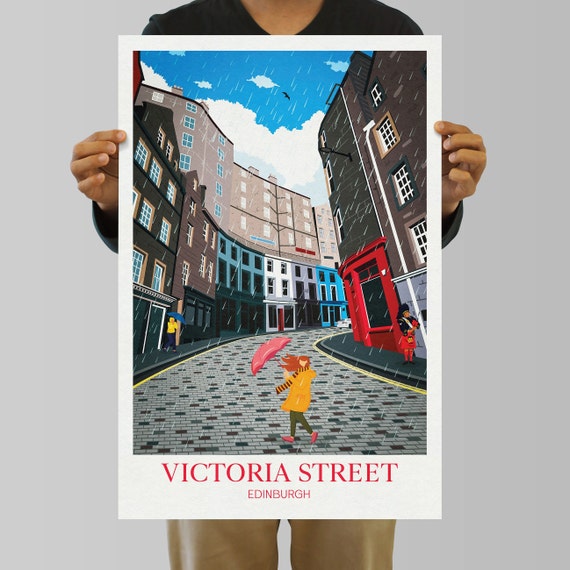 Victoria Street Edinburgh Travel Poster, Grassmarket