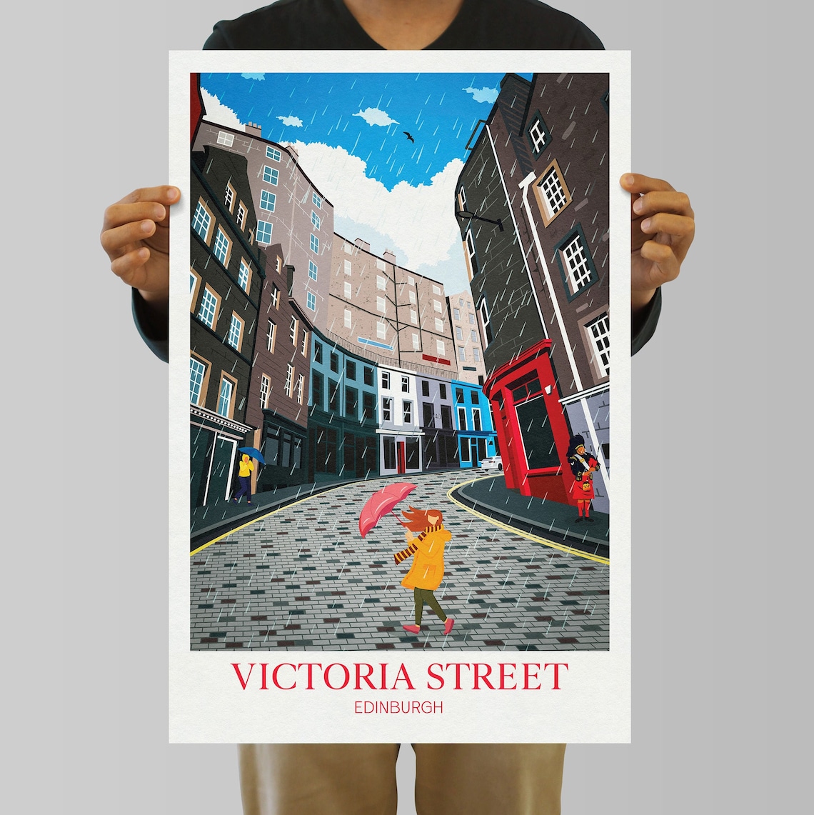 Victoria Street Edinburgh Travel Poster, Grassmarket