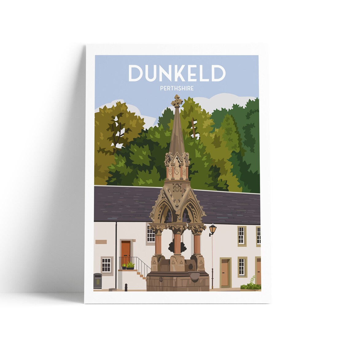Dunkeld Perthshire Travel Poster, Atholl Memorial Fountain