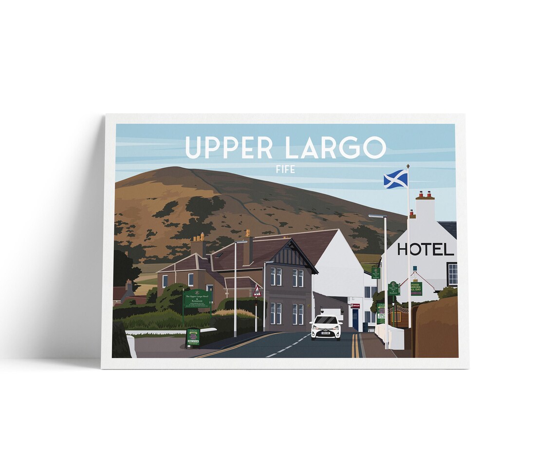 Upper Largo Fife Scotland Village Street Scene Travel Poster Art