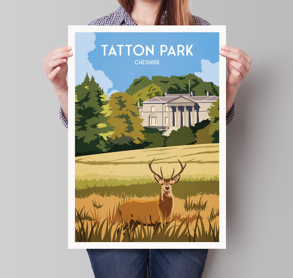 Tatton Park Print Cheshire Travel Poster Red Deer