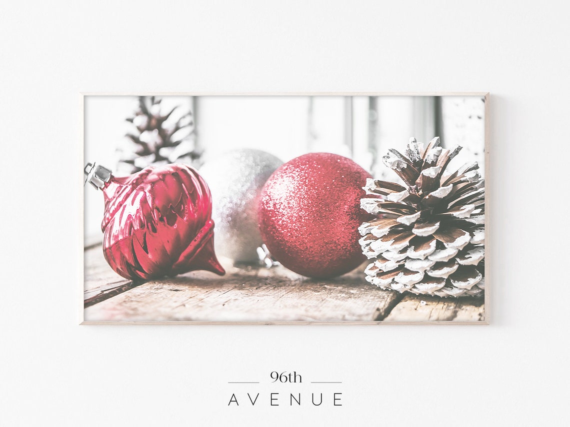 Christmas Ornaments Pine Cones Still Life Rustic Holiday Photo Poster