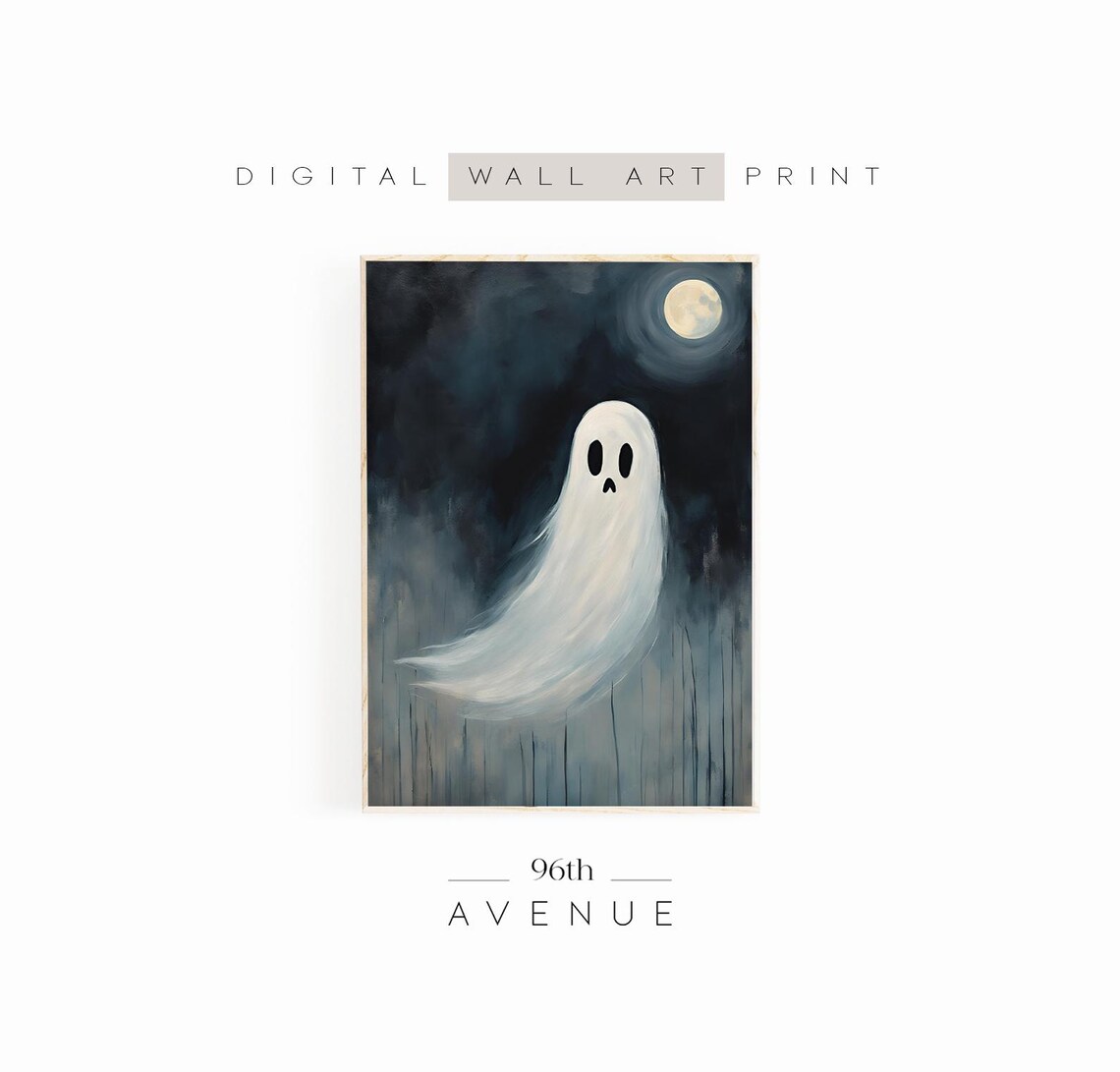 Spooky Ghost Wall Art Halloween Wall Decor Ghost Painting Moody Instant Print