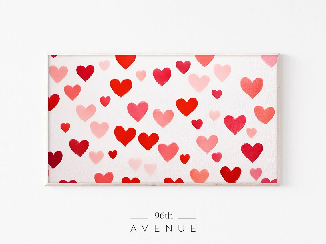Red And Pink Hearts Pattern Romantic Valentine Day Art Poster