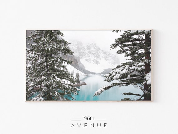 Winter Lake Landscape Christmas Snow Scene Art Print