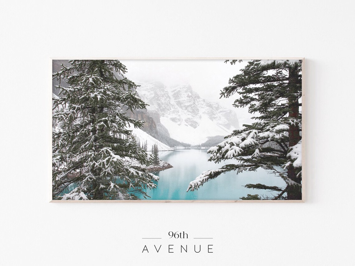 Winter Lake Landscape Christmas Snow Scene Art Print