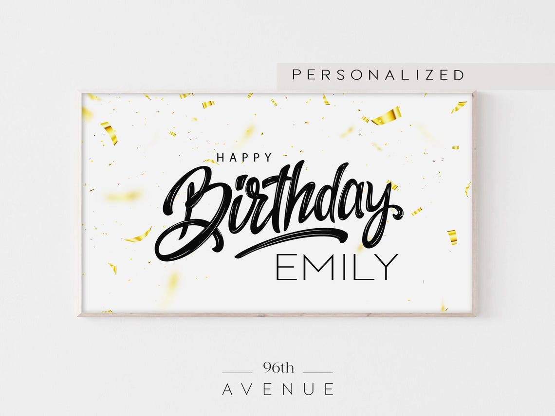 Frame Tv Art Personalized Tv Art Custom Birthday Party Tv Art Instant