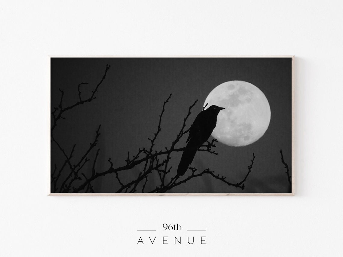 Halloween Crow in Full Moon Art Print