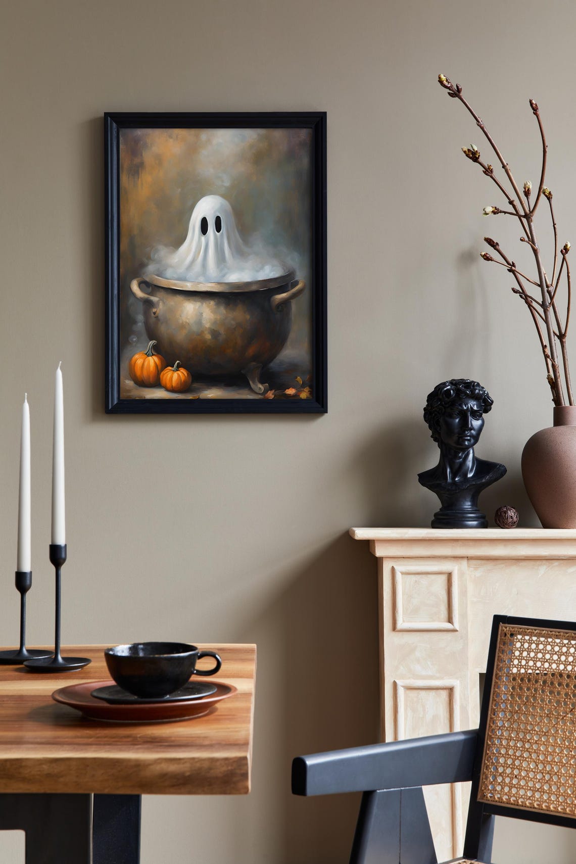 Cute Ghost Taking A Bath In A Witch Cauldron Halloween Poster - Image 2
