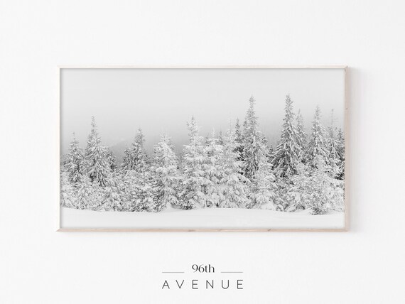 Winter Snow Pine Trees Art For Tv
