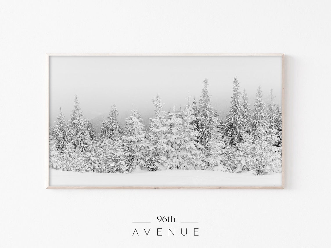 Winter Snow Pine Trees Art For Tv