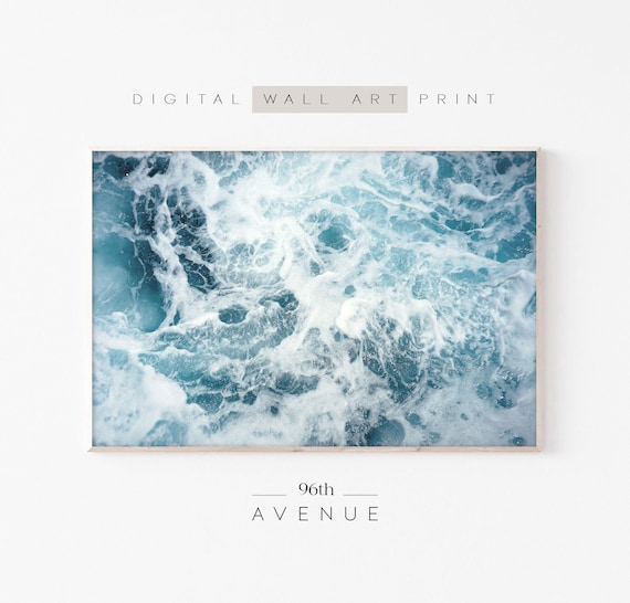 Turquoise Ocean Sea Foam Aerial Abstract Blue Water Art Poster