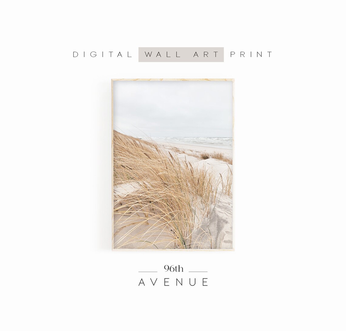 Neutral Beach Grass Photography, Coastal Art Print