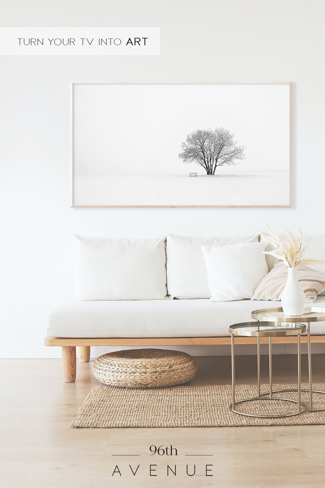 Minimalist Tree Landscape Winter Art - Image 2
