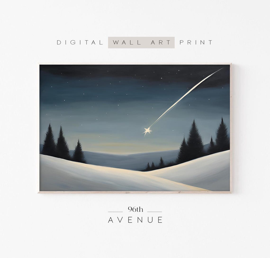 The Luminous Shooting Star Gliding Over Snowy Hills Winter Poster