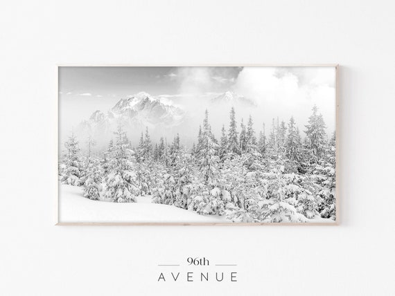 Snowy Trees Christmas Mountain Photography Art Print