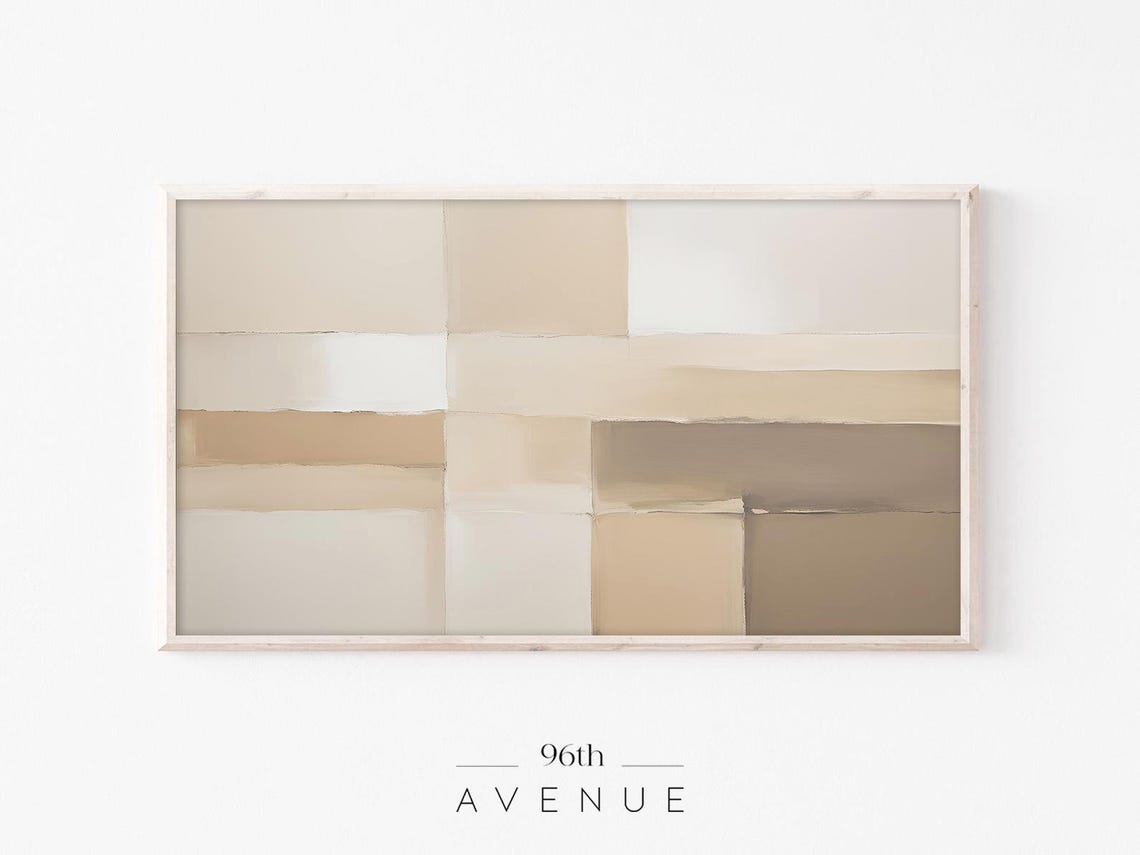Beige Neutral Geometric Blocks Minimalist Abstract Art Poster