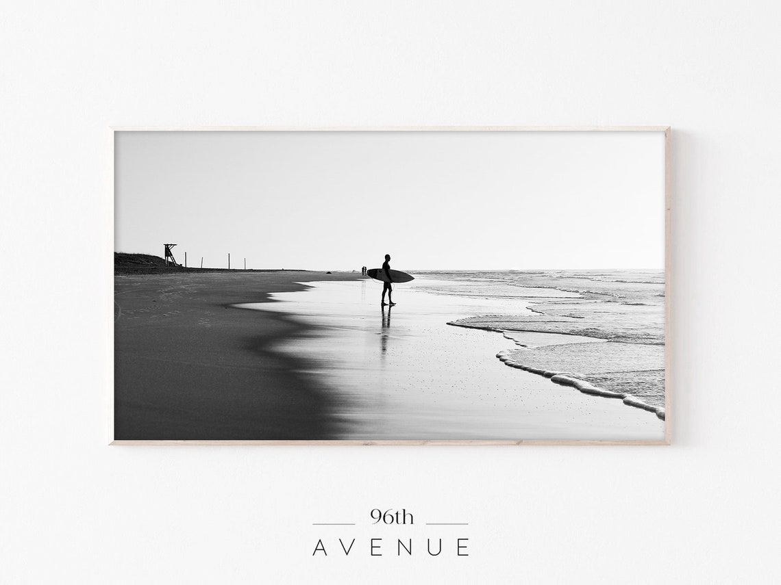 Beach Frame TV Art, Black And White