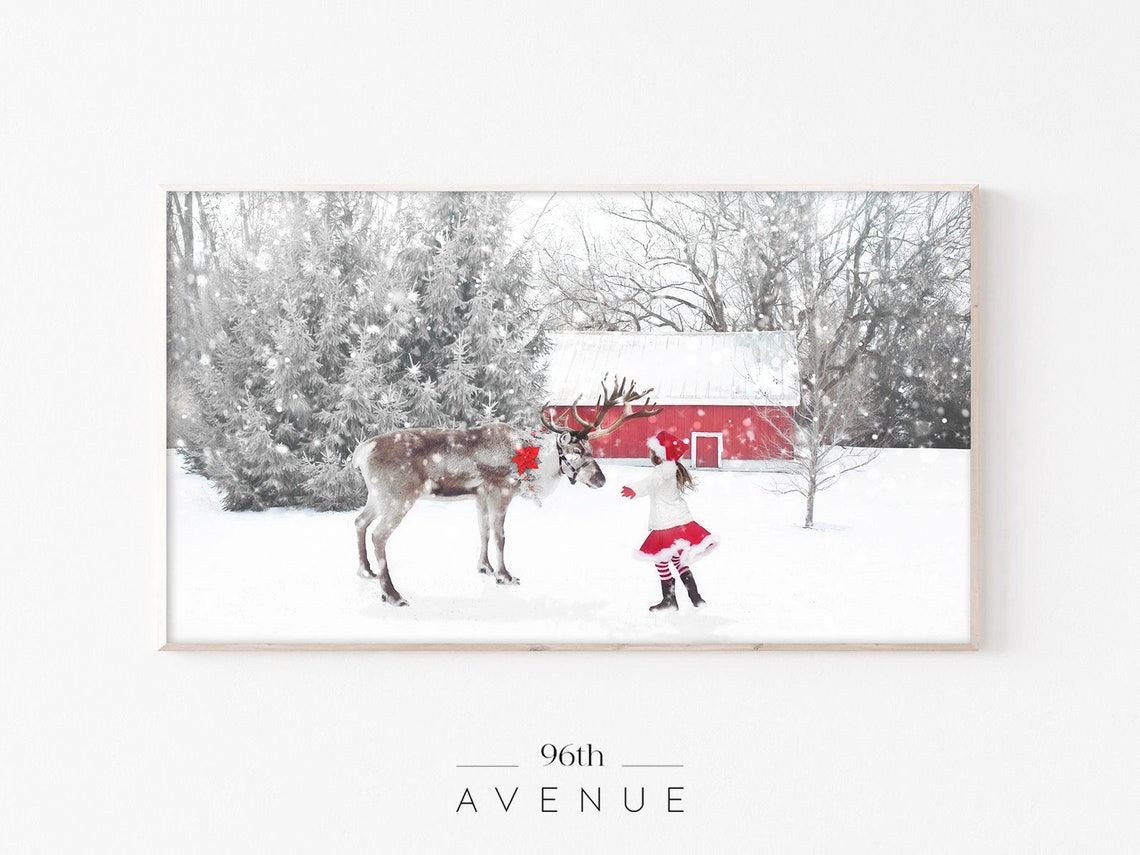 Winter Reindeer Holiday Art Print