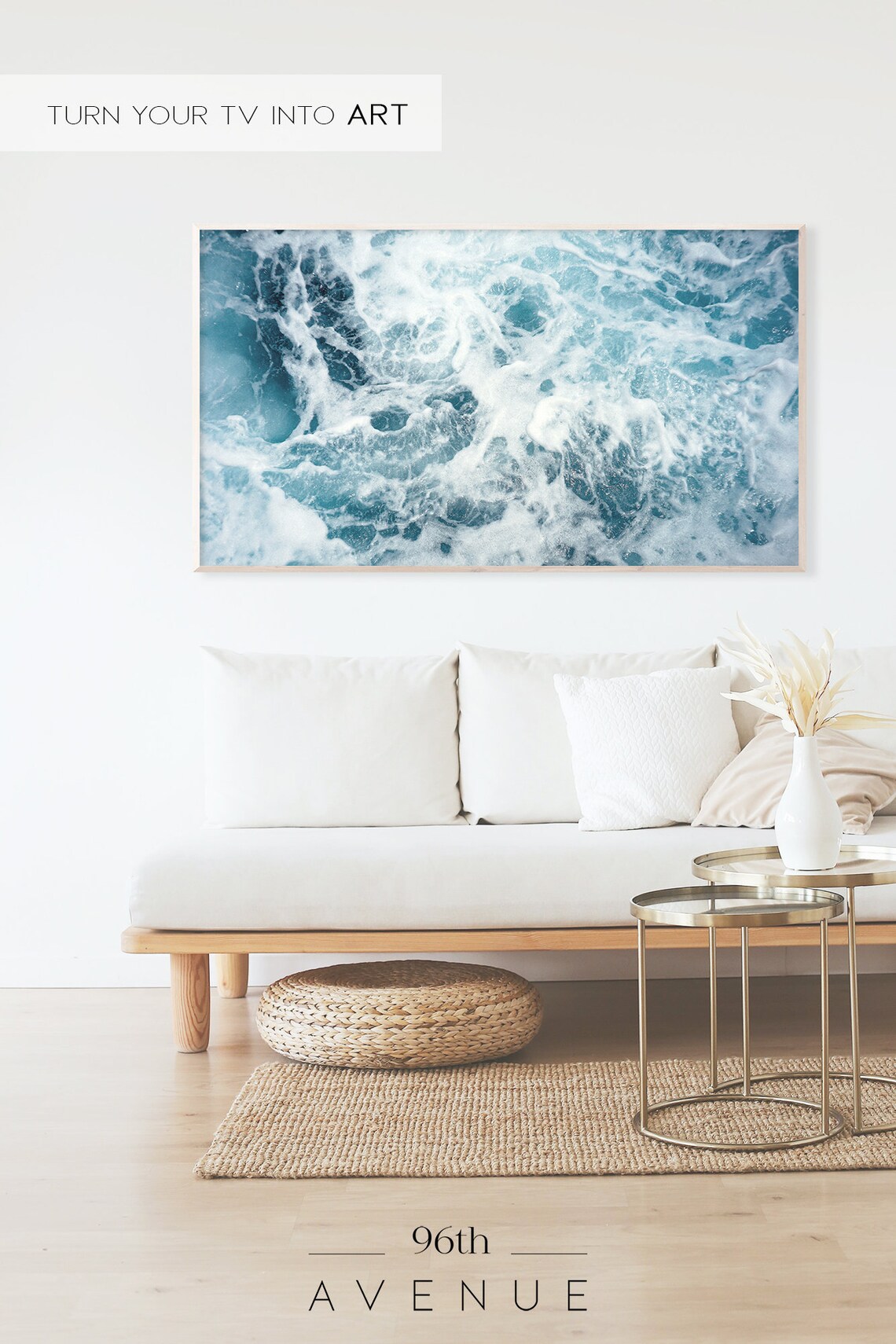 Beach Art Print, Coastal Ocean Waves Summer - Image 2