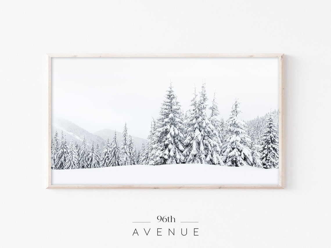 Panoramic Snow Covered Fir Forest Under Pale Winter Sky Poster