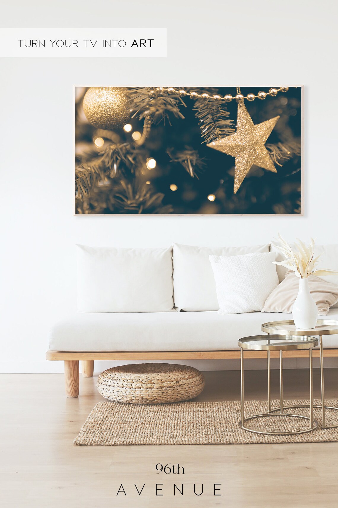 Christmas Branches With Gold Ornaments Art Print - Image 2